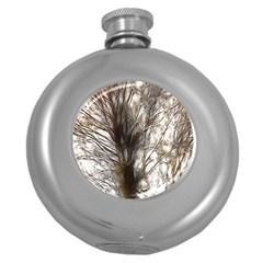 Tree Art Artistic Tree Abstract Background Round Hip Flask (5 Oz) by Nexatart