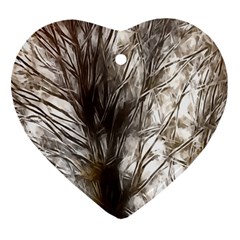 Tree Art Artistic Tree Abstract Background Heart Ornament (Two Sides)