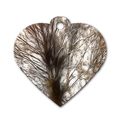 Tree Art Artistic Tree Abstract Background Dog Tag Heart (Two Sides)