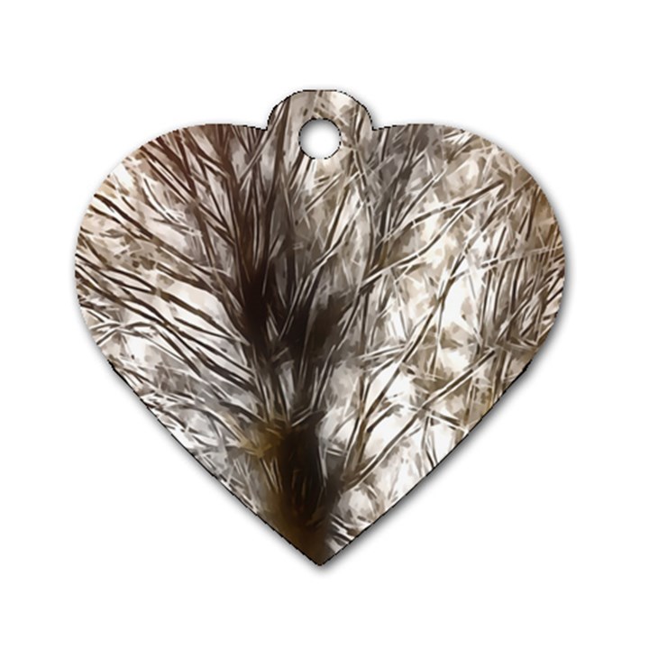 Tree Art Artistic Tree Abstract Background Dog Tag Heart (Two Sides)