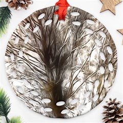 Tree Art Artistic Tree Abstract Background Ornament (Round Filigree)