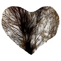 Tree Art Artistic Tree Abstract Background Large 19  Premium Flano Heart Shape Cushions