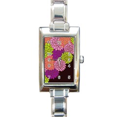 Floral Card Template Bright Colorful Dahlia Flowers Pattern Background Rectangle Italian Charm Watch by Nexatart