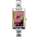 Floral Card Template Bright Colorful Dahlia Flowers Pattern Background Rectangle Italian Charm Watch Front