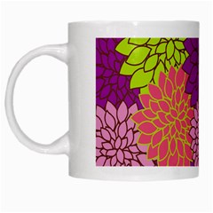 Floral Card Template Bright Colorful Dahlia Flowers Pattern Background White Mugs by Nexatart