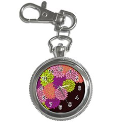 Floral Card Template Bright Colorful Dahlia Flowers Pattern Background Key Chain Watches by Nexatart