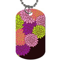 Floral Card Template Bright Colorful Dahlia Flowers Pattern Background Dog Tag (one Side) by Nexatart