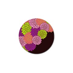 Floral Card Template Bright Colorful Dahlia Flowers Pattern Background Golf Ball Marker