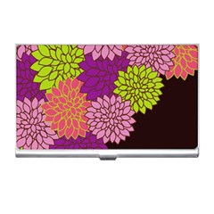 Floral Card Template Bright Colorful Dahlia Flowers Pattern Background Business Card Holders by Nexatart