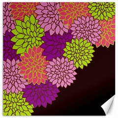 Floral Card Template Bright Colorful Dahlia Flowers Pattern Background Canvas 16  X 16   by Nexatart