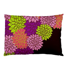 Floral Card Template Bright Colorful Dahlia Flowers Pattern Background Pillow Case by Nexatart