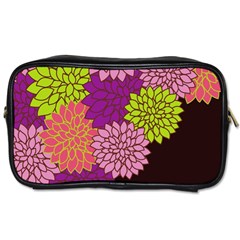 Floral Card Template Bright Colorful Dahlia Flowers Pattern Background Toiletries Bags