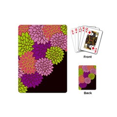 Floral Card Template Bright Colorful Dahlia Flowers Pattern Background Playing Cards (mini)  by Nexatart