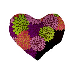 Floral Card Template Bright Colorful Dahlia Flowers Pattern Background Standard 16  Premium Heart Shape Cushions by Nexatart