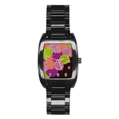 Floral Card Template Bright Colorful Dahlia Flowers Pattern Background Stainless Steel Barrel Watch by Nexatart