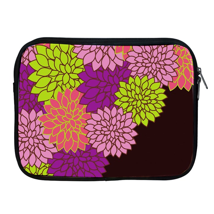 Floral Card Template Bright Colorful Dahlia Flowers Pattern Background Apple iPad 2/3/4 Zipper Cases