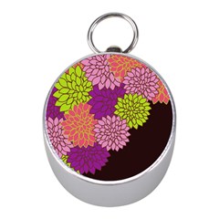 Floral Card Template Bright Colorful Dahlia Flowers Pattern Background Mini Silver Compasses by Nexatart