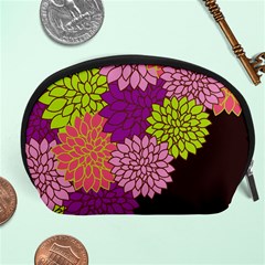 Floral Card Template Bright Colorful Dahlia Flowers Pattern Background Accessory Pouches (large)  by Nexatart