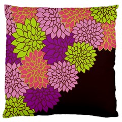 Floral Card Template Bright Colorful Dahlia Flowers Pattern Background Large Flano Cushion Case (one Side) by Nexatart