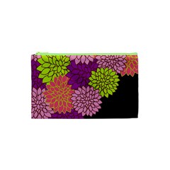 Floral Card Template Bright Colorful Dahlia Flowers Pattern Background Cosmetic Bag (xs) by Nexatart