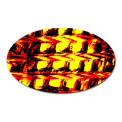 Yellow Seamless Abstract Brick Background Oval Magnet by Nexatart