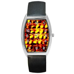 Yellow Seamless Abstract Brick Background Barrel Style Metal Watch by Nexatart