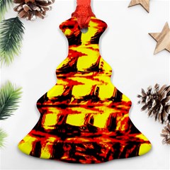 Yellow Seamless Abstract Brick Background Christmas Tree Ornament (two Sides) by Nexatart