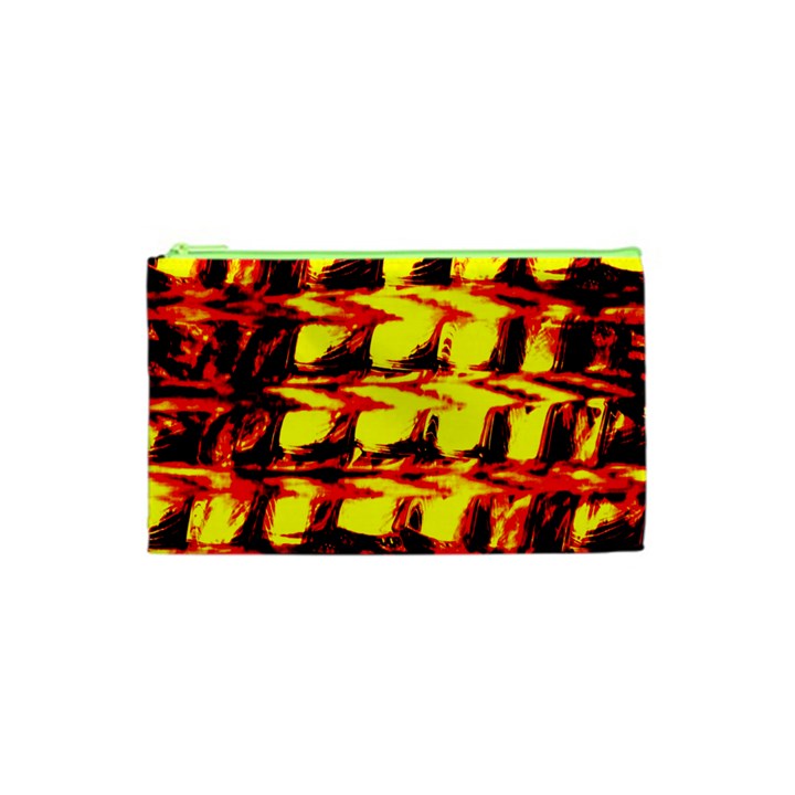 Yellow Seamless Abstract Brick Background Cosmetic Bag (XS)