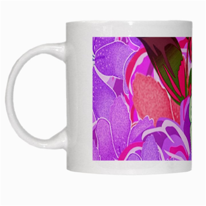 Abstract Design With Hummingbirds White Mugs