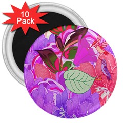 Abstract Design With Hummingbirds 3  Magnets (10 Pack)  by Nexatart