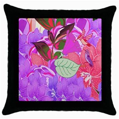 Abstract Design With Hummingbirds Throw Pillow Case (black) by Nexatart