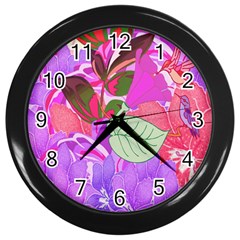 Abstract Design With Hummingbirds Wall Clocks (black) by Nexatart