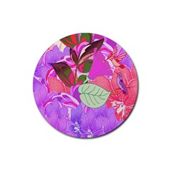 Abstract Design With Hummingbirds Rubber Coaster (round) 