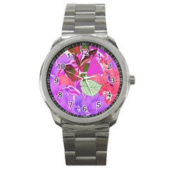 Abstract Design With Hummingbirds Sport Metal Watch by Nexatart