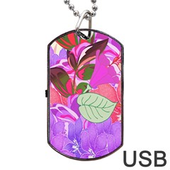 Abstract Design With Hummingbirds Dog Tag Usb Flash (one Side) by Nexatart