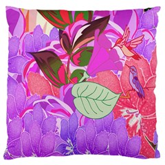 Abstract Design With Hummingbirds Large Flano Cushion Case (one Side)