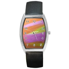 Metallic Brush Strokes Paint Abstract Texture Barrel Style Metal Watch by Nexatart