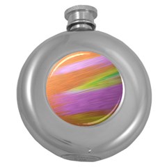 Metallic Brush Strokes Paint Abstract Texture Round Hip Flask (5 Oz) by Nexatart