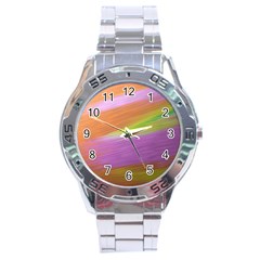 Metallic Brush Strokes Paint Abstract Texture Stainless Steel Analogue Watch by Nexatart