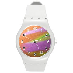 Metallic Brush Strokes Paint Abstract Texture Round Plastic Sport Watch (m) by Nexatart