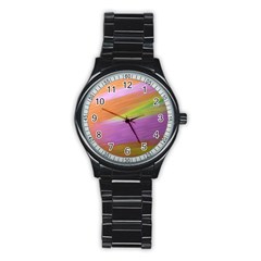 Metallic Brush Strokes Paint Abstract Texture Stainless Steel Round Watch by Nexatart