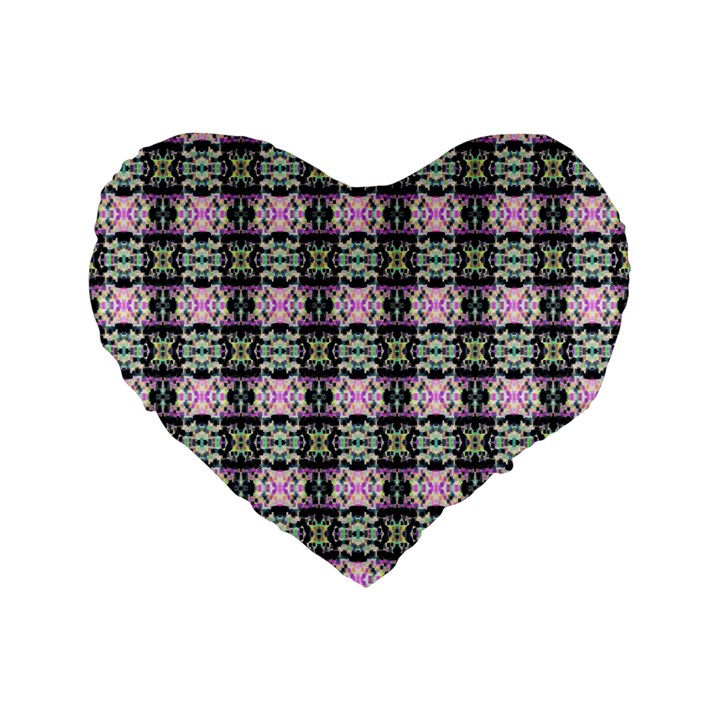 Colorful Pixelation Repeat Pattern Standard 16  Premium Flano Heart Shape Cushions