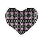 Colorful Pixelation Repeat Pattern Standard 16  Premium Flano Heart Shape Cushions Back