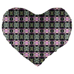 Colorful Pixelation Repeat Pattern Large 19  Premium Flano Heart Shape Cushions by Nexatart