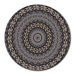 Celestial Pinwheel Of Pattern Texture And Abstract Shapes N Brown Round Mousepads by Nexatart