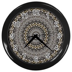 Celestial Pinwheel Of Pattern Texture And Abstract Shapes N Brown Wall Clocks (black) by Nexatart