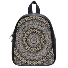 Celestial Pinwheel Of Pattern Texture And Abstract Shapes N Brown School Bags (small)  by Nexatart