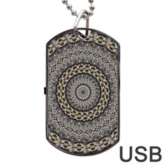 Celestial Pinwheel Of Pattern Texture And Abstract Shapes N Brown Dog Tag Usb Flash (one Side) by Nexatart