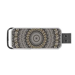 Celestial Pinwheel Of Pattern Texture And Abstract Shapes N Brown Portable Usb Flash (one Side) by Nexatart