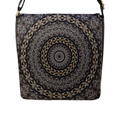 Celestial Pinwheel Of Pattern Texture And Abstract Shapes N Brown Flap Messenger Bag (l)  by Nexatart